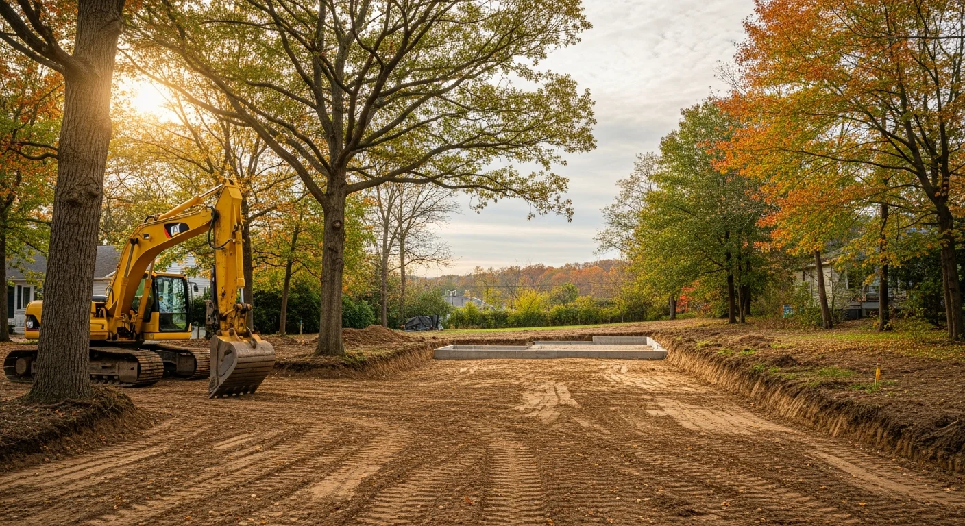 Excavator performing site preparation work