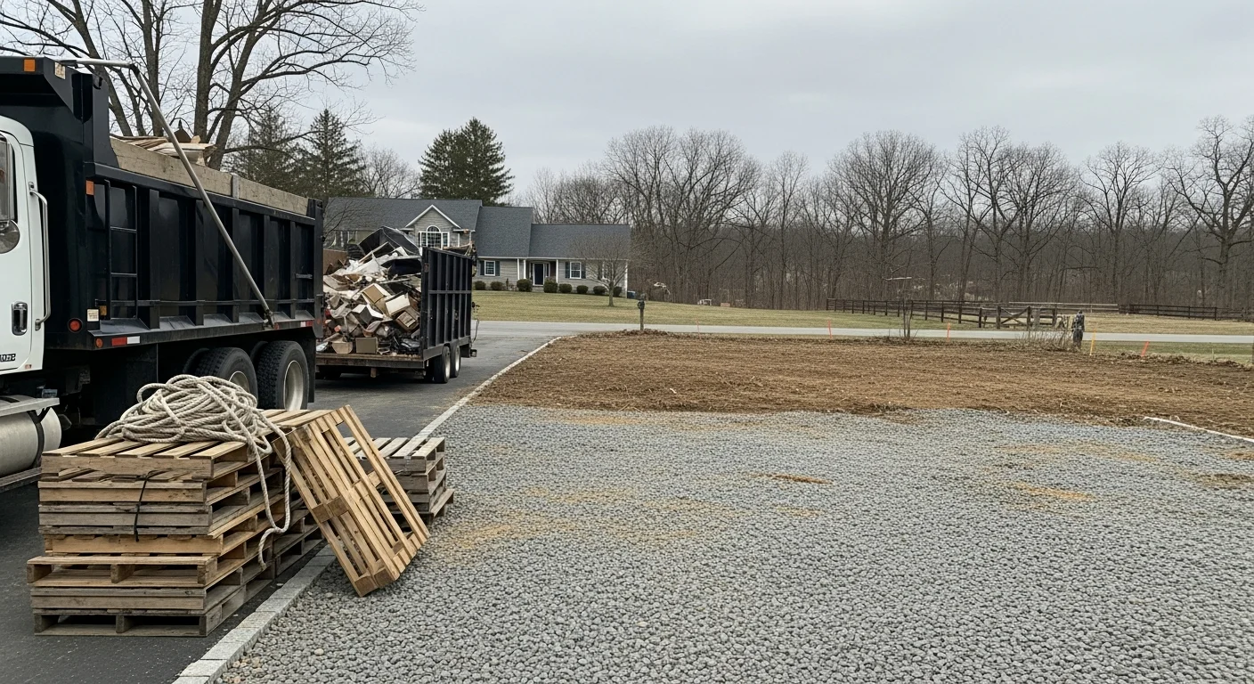 Junk removal truck loaded with debris and estate items